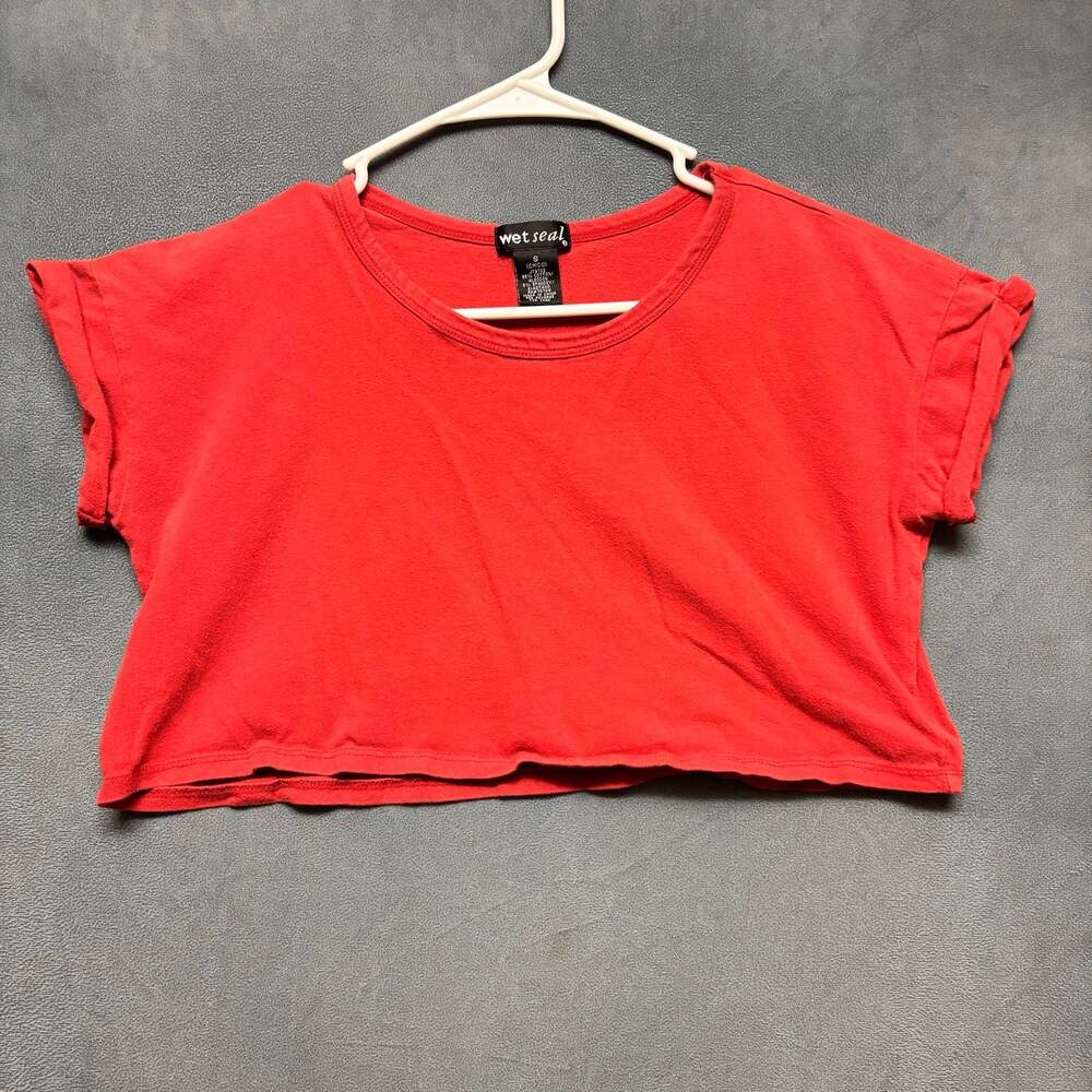 Wet Seal Womens S Oversized Red Crop Top Baby Tee Y2K 90s Vintage Style